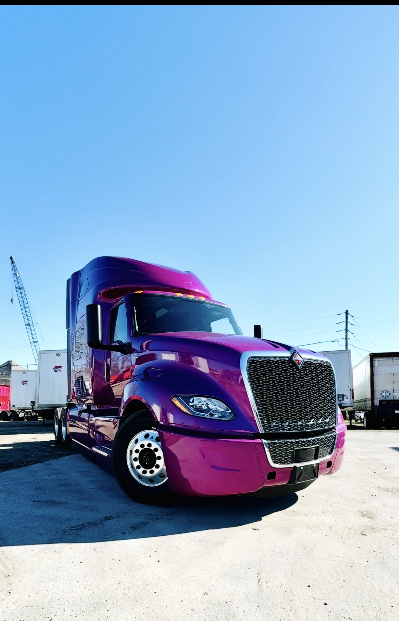Purple International LT truck from the Yugo Express fleet
